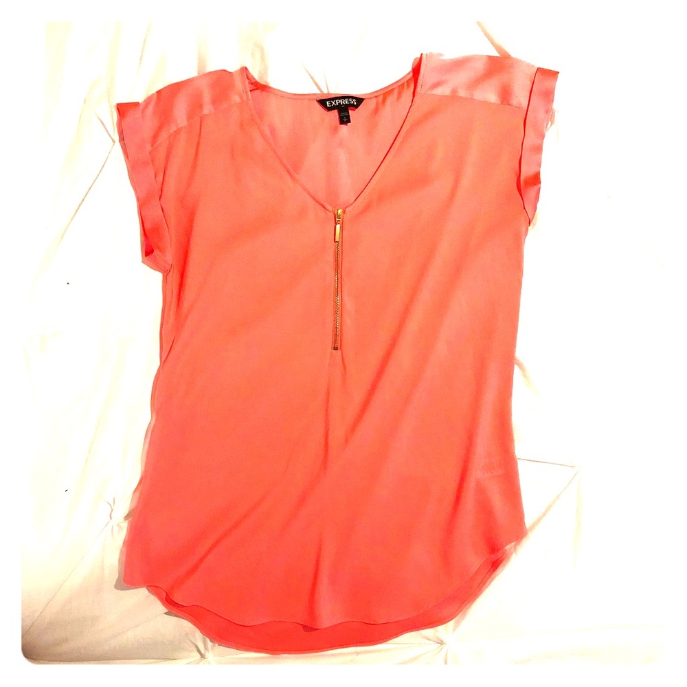 Coral dress zipper detail top 🐚
